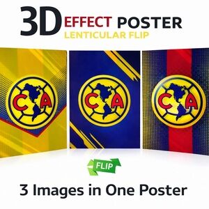 Club America 3D Effect Poster CA Soccer Wall Art 12x16